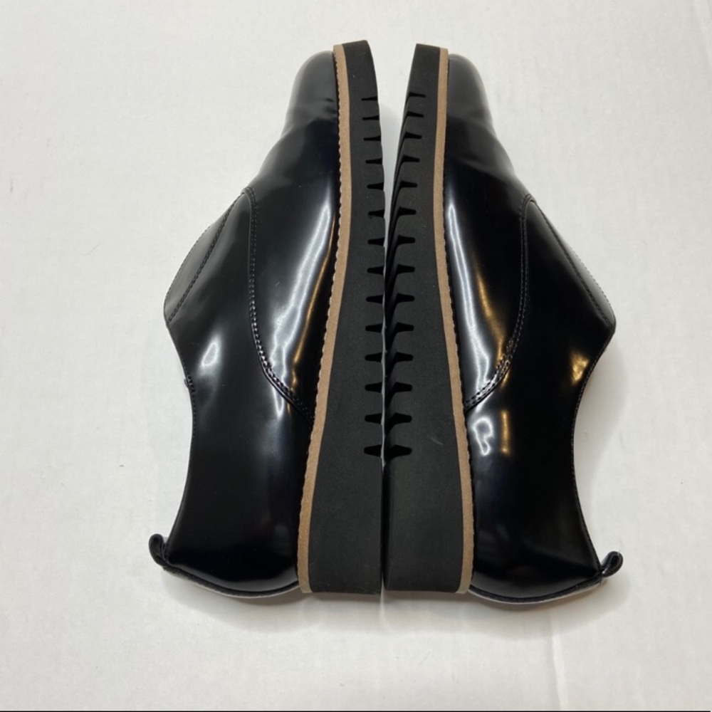 Zara black platform patent finish loafers EU40